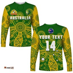 Custom Text And Number Cricket Australia Long Sleeve T-shirt Aussie Indigenous Special Version 2