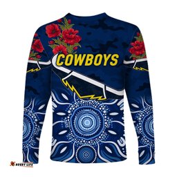 North Queensland Cowboys ANZAC Long Sleeve T-shirt Indigenous Blue