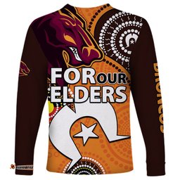 Brisbane Broncos NRL Long Sleeve T-shirt Aboriginal NAIDOC For Our Elders