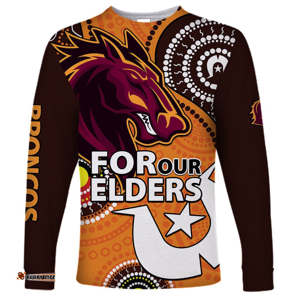 Brisbane Broncos NRL Long Sleeve T-shirt Aboriginal NAIDOC For Our Elders