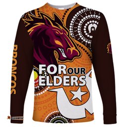 Brisbane Broncos NRL Long Sleeve T-shirt Aboriginal NAIDOC For Our Elders
