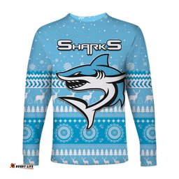 Sharks Long Sleeve T-shirt Christmas Cronulla Sutherland