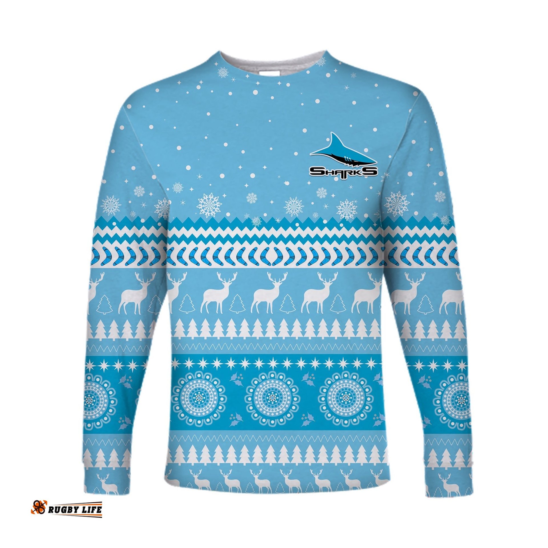 Sharks Long Sleeve T-shirt Christmas Cronulla Sutherland