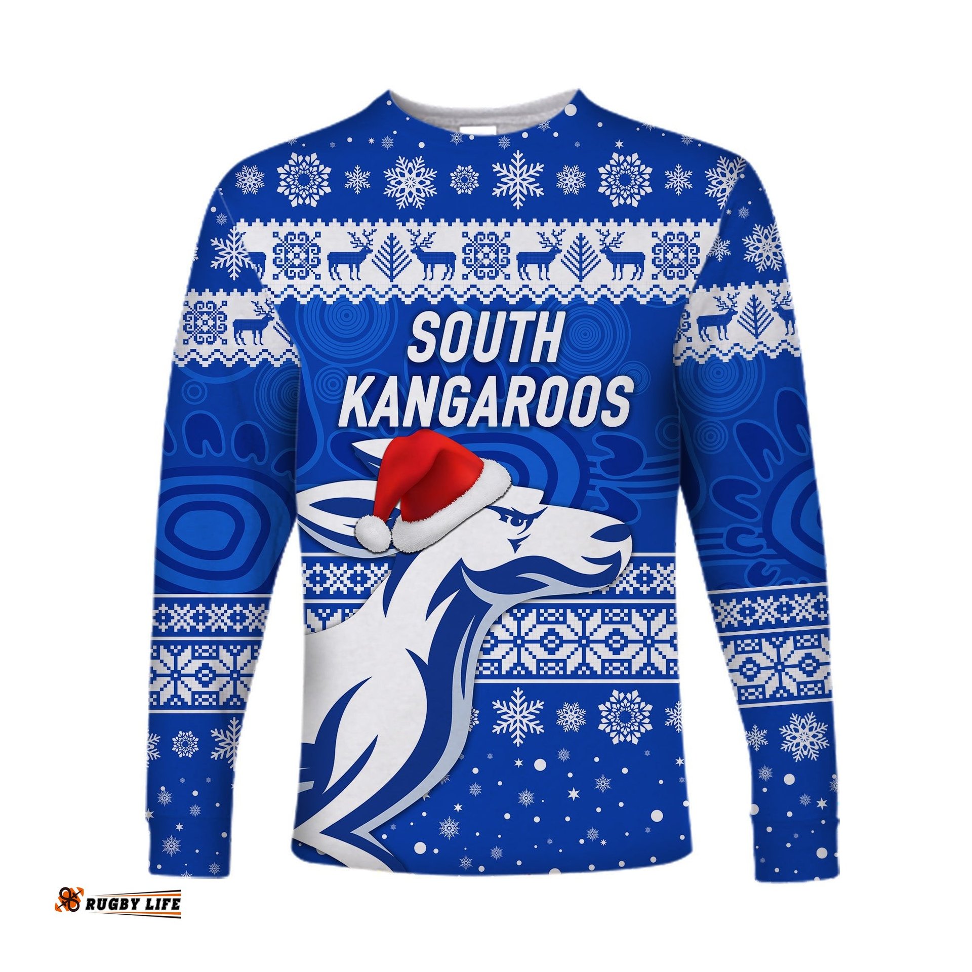 Custom Personalised South Alice Football Club Long Sleeve T-shirt Christmas Kangaroos Simple Style