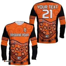 Custom Personalised Brisbane Roar Soccer Long Sleeve T-shirt Aboriginal