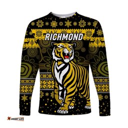 Richmond Tigers Long Sleeve T-shirts Christmas Simple Style Black