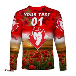 Custom Personalised Federal Football Club ANZAC Long Sleeve T-shirt Poppy
