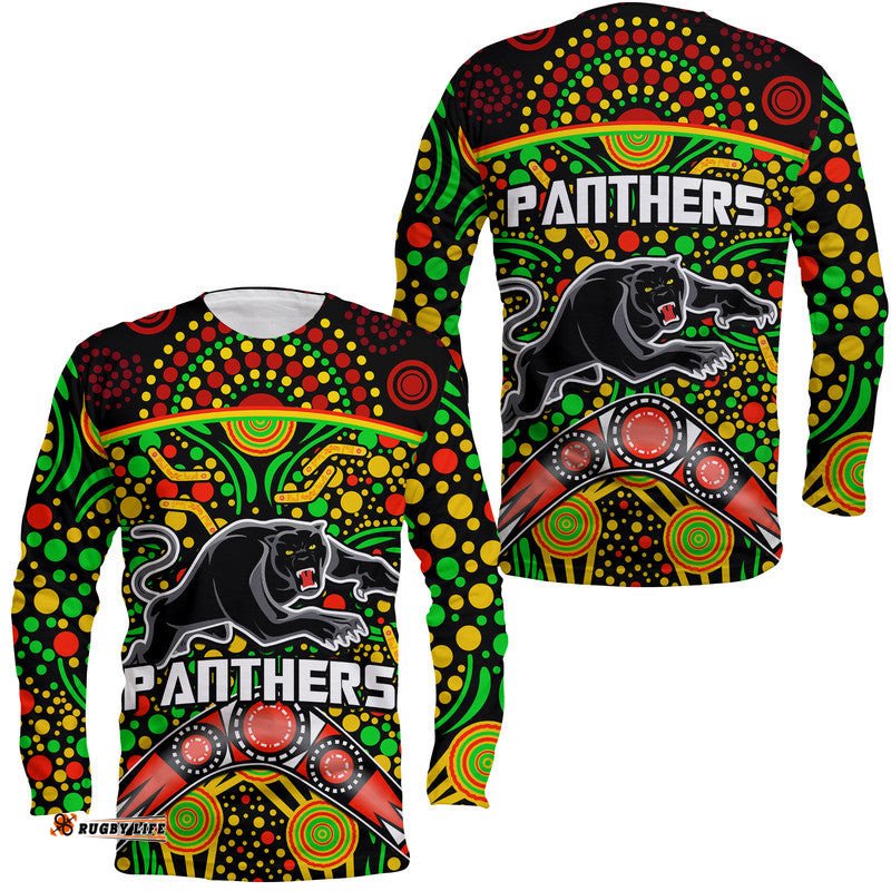 Panthers Rugby Long Sleeve T-shirt Boomerang Indigenous Dots