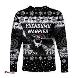 Yuendumu Magpies Football Club Long Sleeve T-shirt Christmas Simple Style Black