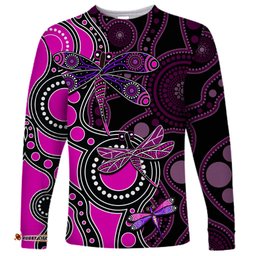 Aboriginal Dragonfly Long Sleeve T-shirt Pink Style