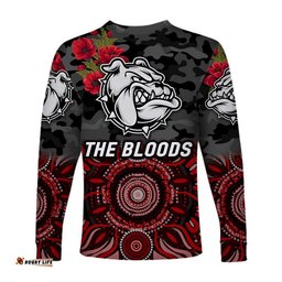 West Football Club Alice Springs ANZAC Long Sleeve T-shirt The Bloods Indigenous Black