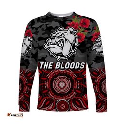 West Football Club Alice Springs ANZAC Long Sleeve T-shirt The Bloods Indigenous Black