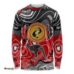 Aboriginal Flag Style Dot Art And Abstract Kangaroo Long Sleeve T-shirt