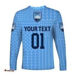 Custom Personalised Sydney The Sky Blues Long Sleeve T-shirt Soccer Club Original Style Blue