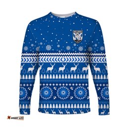 Custom Personalised Bulldogs Long Sleeve T-shirt Christmas Canterbury Bankstown