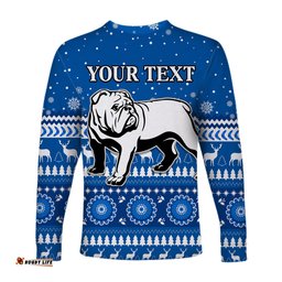 Custom Personalised Bulldogs Long Sleeve T-shirt Christmas Canterbury Bankstown