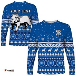 Custom Personalised Bulldogs Long Sleeve T-shirt Christmas Canterbury Bankstown