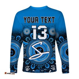 Custom Text and Number Adelaide Strikers Long Sleeve T-shirt Aboriginal Sunshine