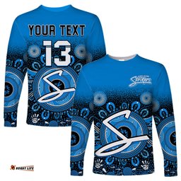 Custom Text and Number Adelaide Strikers Long Sleeve T-shirt Aboriginal Sunshine