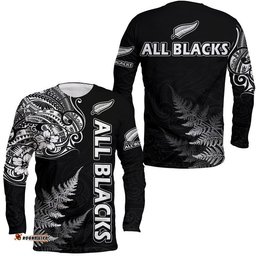 New Zealand Silver Fern Rugby Long Sleeve T-shirt Maori Ethics Style 03