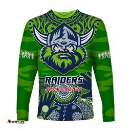 Raiders Rugby ANZAC Long Sleeve T-shirt Dots Poppy Mix Camouflage Lest We Forget