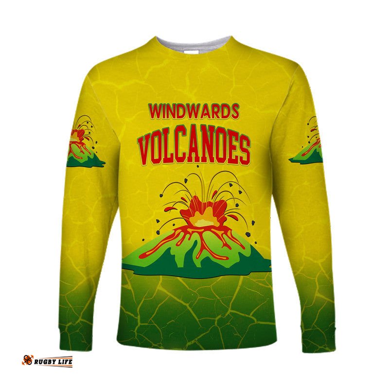 Custom Personalised Windwards Cricket Volcanoes Long Sleeve T-shirt Simple Style