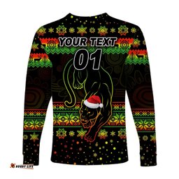 Custom Personalised Penrith Panthers Long Sleeve T-shirts Christmas Simple Style