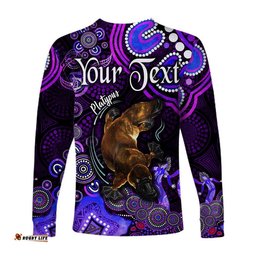 Custom Personalised Australian Astrology Long Sleeve T-shirt Pisces Platypus Zodiac Aboriginal Purple