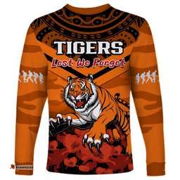 Tigers Rugby ANZAC Rugby Long Sleeve T-shirt Camouflage Mix Indigenous