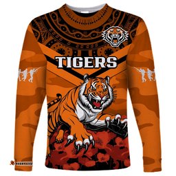 Tigers Rugby ANZAC Rugby Long Sleeve T-shirt Camouflage Mix Indigenous