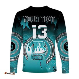 Custom Text and Number Brisbane Heat Long Sleeve T-shirt Aboriginal Sunshine