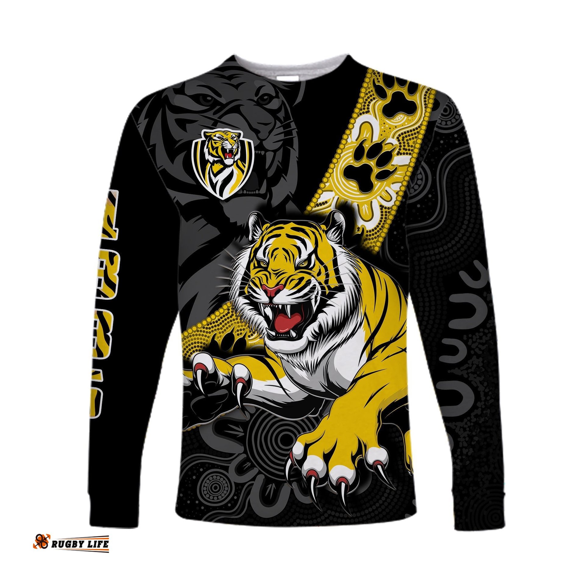Richmond Football Long Sleeve T-shirt Tigers 1885 Indigenous Basic Style