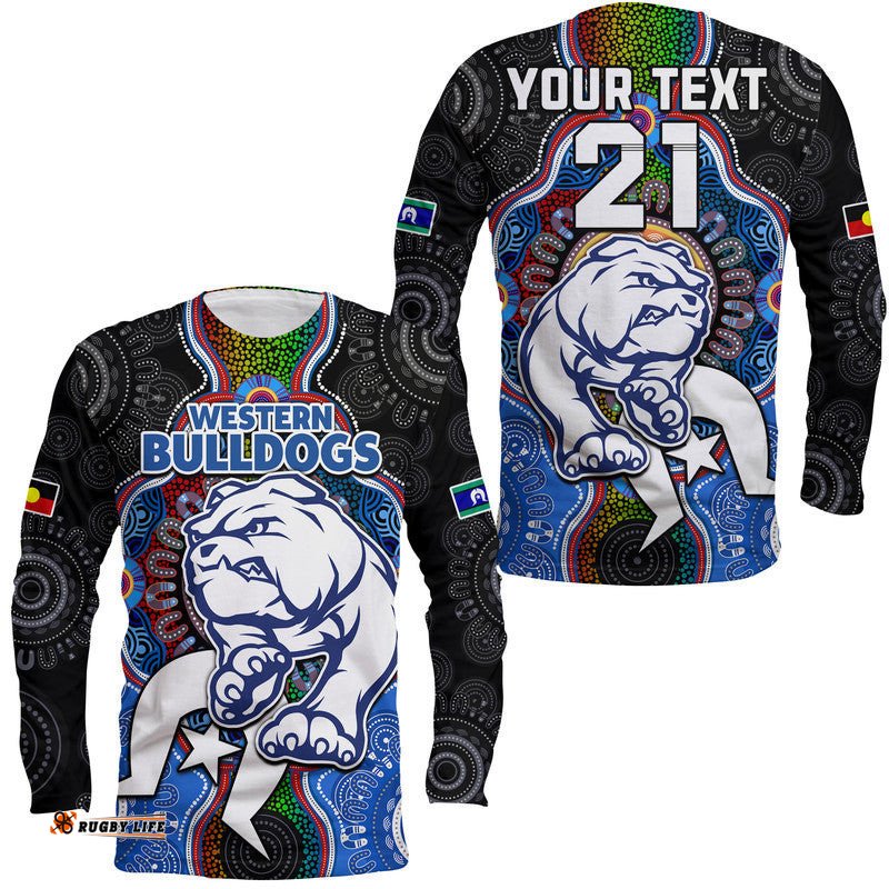 Custom Personalised Western Bulldogs Football NAIDOC Week Long Sleeve T-shirt Indigenous