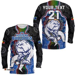 Custom Personalised Western Bulldogs Football NAIDOC Week Long Sleeve T-shirt Indigenous