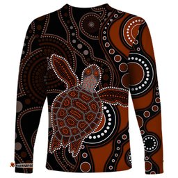 Aboriginal Turtle Long Sleeve T-shirt Brown Style