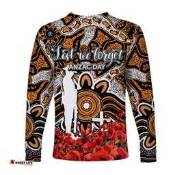 Wests Tigers Long Sleeve T-shirts Anzac Day Poppy Flowers With Aboriginal
