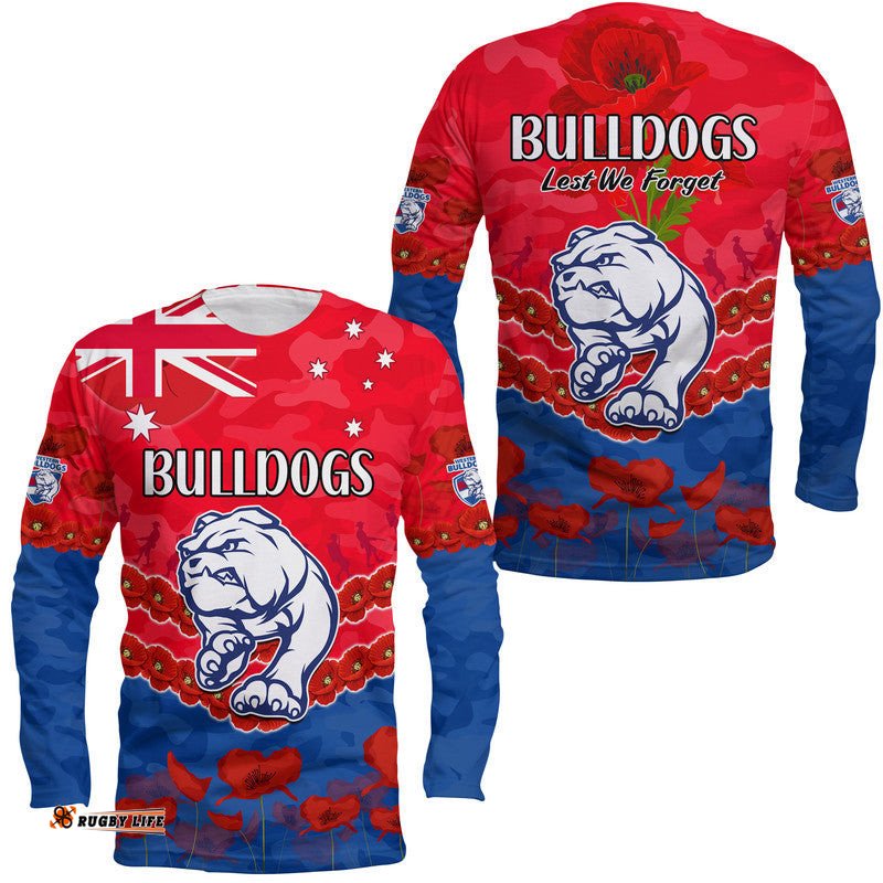 Western Bulldogs Football ANZAC Long Sleeve T-shirt Lest We Forget