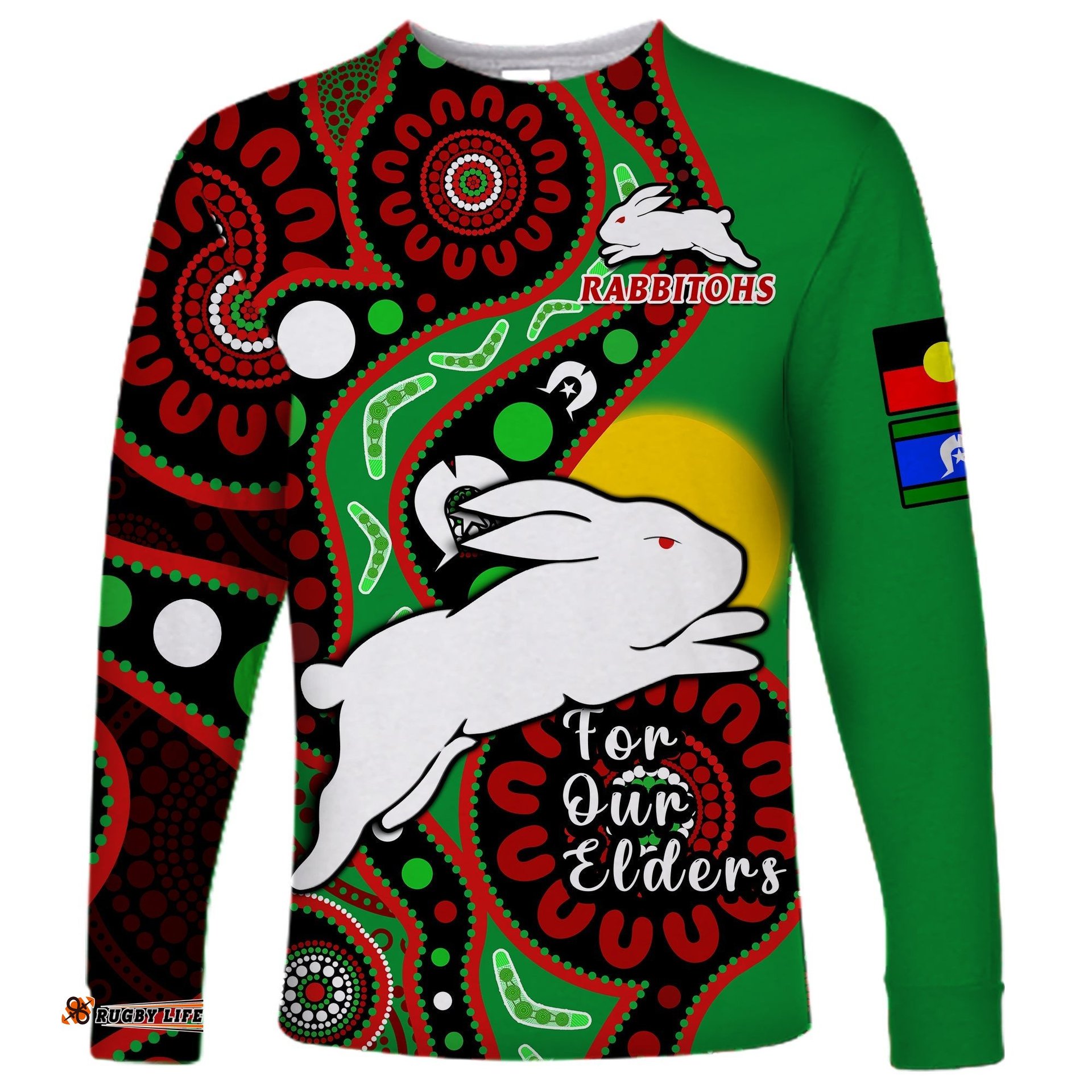 Rabbitohs Rugby NAIDOC Long Sleeve T-shirt For Our Elders Aboriginal