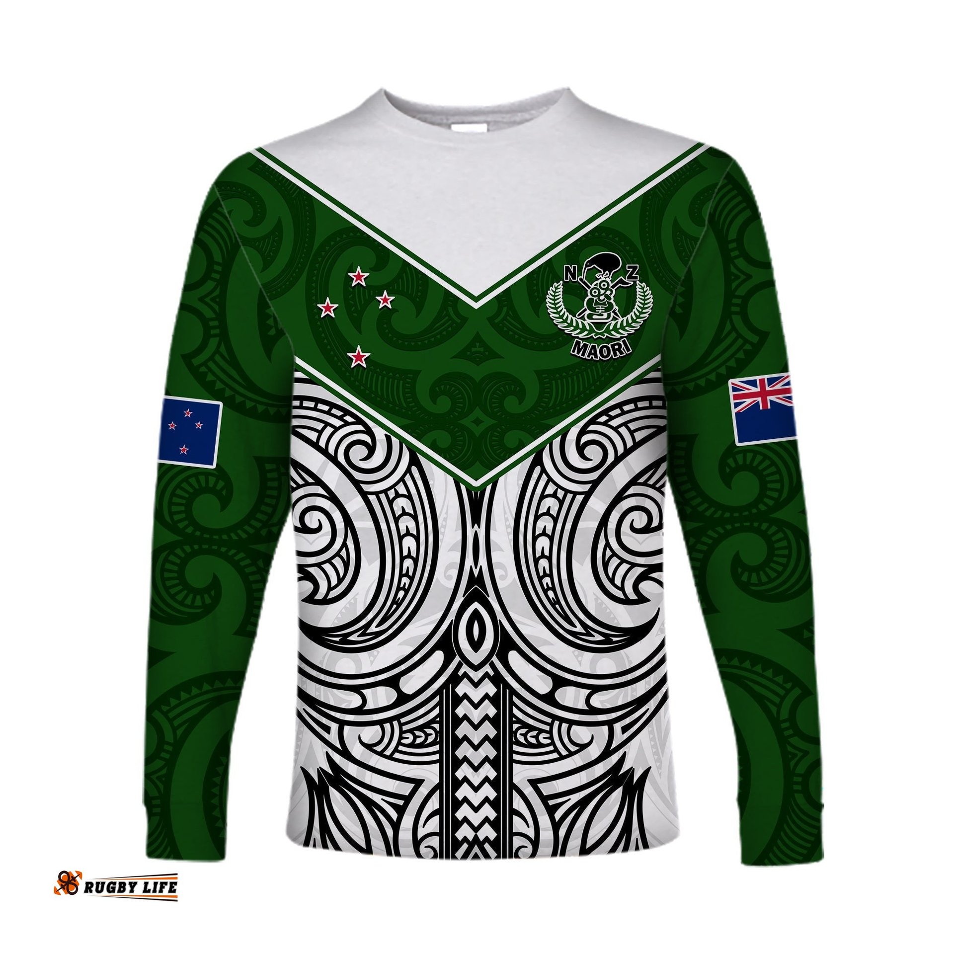 Custom Text And Number New Zealand Silver Fern Rugby Long Sleeve T-shirt Maori Pacific