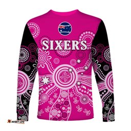Sydney Sixers Long Sleeve T-shirt Cricket Indigenous Australian Art Ver.01