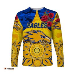 West Coast Eagles ANZAC Long Sleeve T-shirt Indigenous Gold