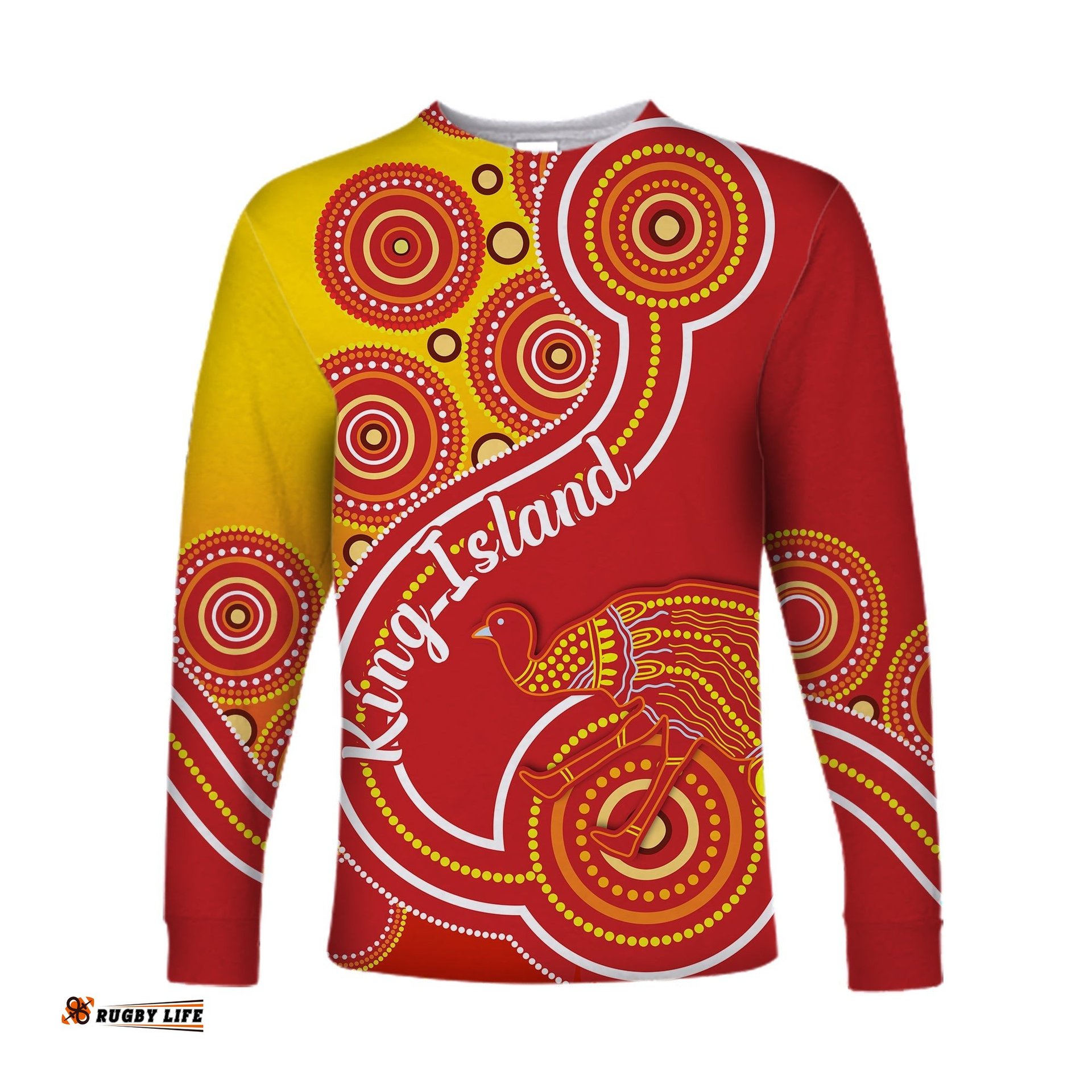 King Island Long Sleeve T-shirt Emu Aboriginal Tasmania Australia