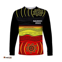 Naidoc Week Long Sleeve T-shirts Aboriginal Flag