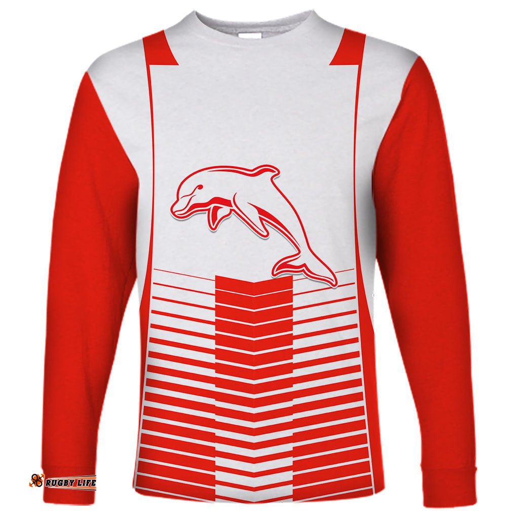 Custom Text And Number Dolphins Rugby Long Sleeve T-shirt Sporty Simple Style 2023
