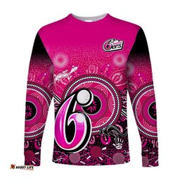 Custom Text and Number Sydney Sixers Long Sleeve T-shirt Aboriginal Australia Cricket Champion