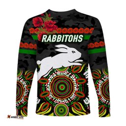 South Sydney Rabbitohs ANZAC Long Sleeve T-shirt Indigenous Black
