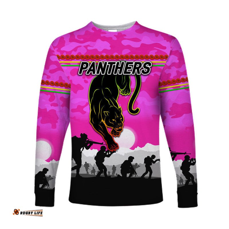 Penrith Panthers ANZAC Long Sleeve T-shirt Simple Style Pink