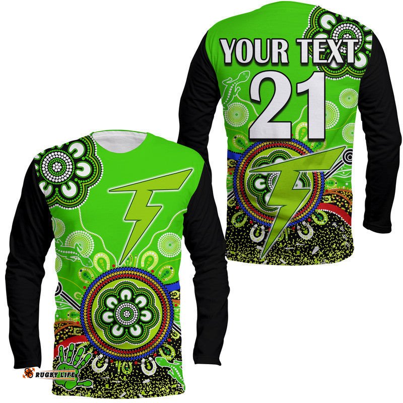 Custom Personalised Sydney Thunder Long Sleeve T-shirt Cricket Indigenous Aboriginal Lizard Version