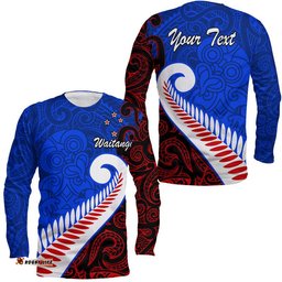 Custom Personalised Waitangi Day Long Sleeve T-shirt Aotearoa Hei Tiki Silver Fern