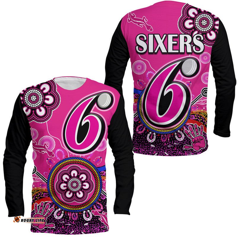 Sydney Sixers Long Sleeve T-shirt Cricket Indigenous Aboriginal Lizard Version